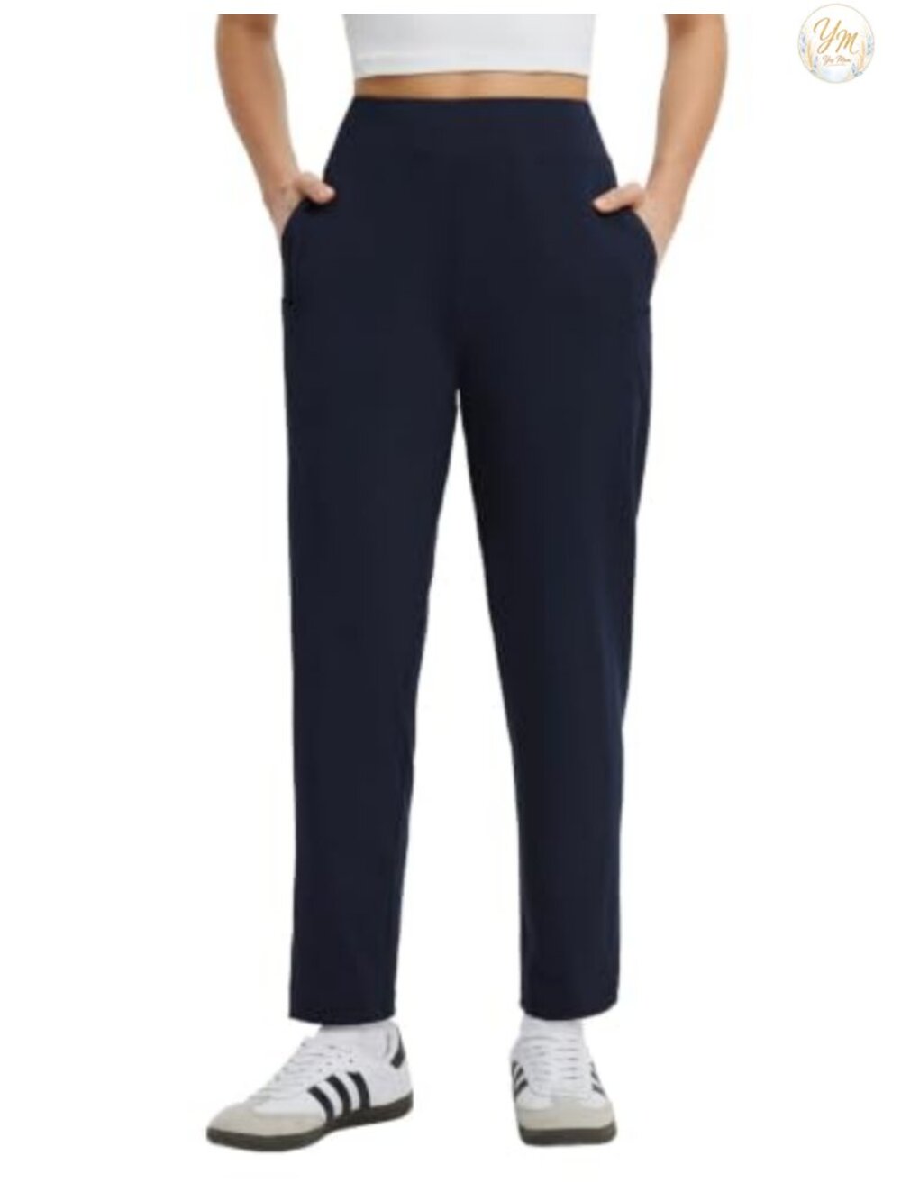 Women's Travel Pants 6 Pockets High Waist Ankle Length Stretchy Dressy Golf